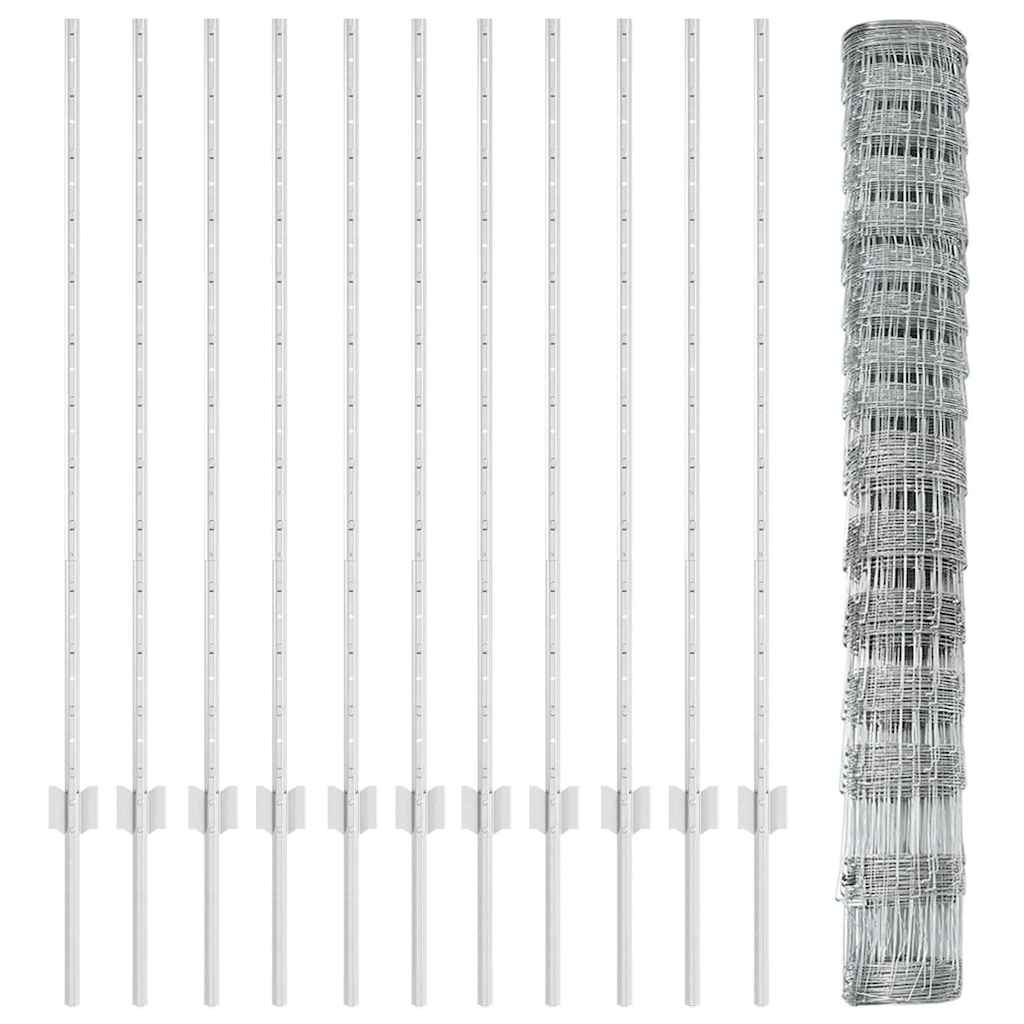 vidaXL Gard cu Stâlp Argintiu 1,2 x 25 m Oțel