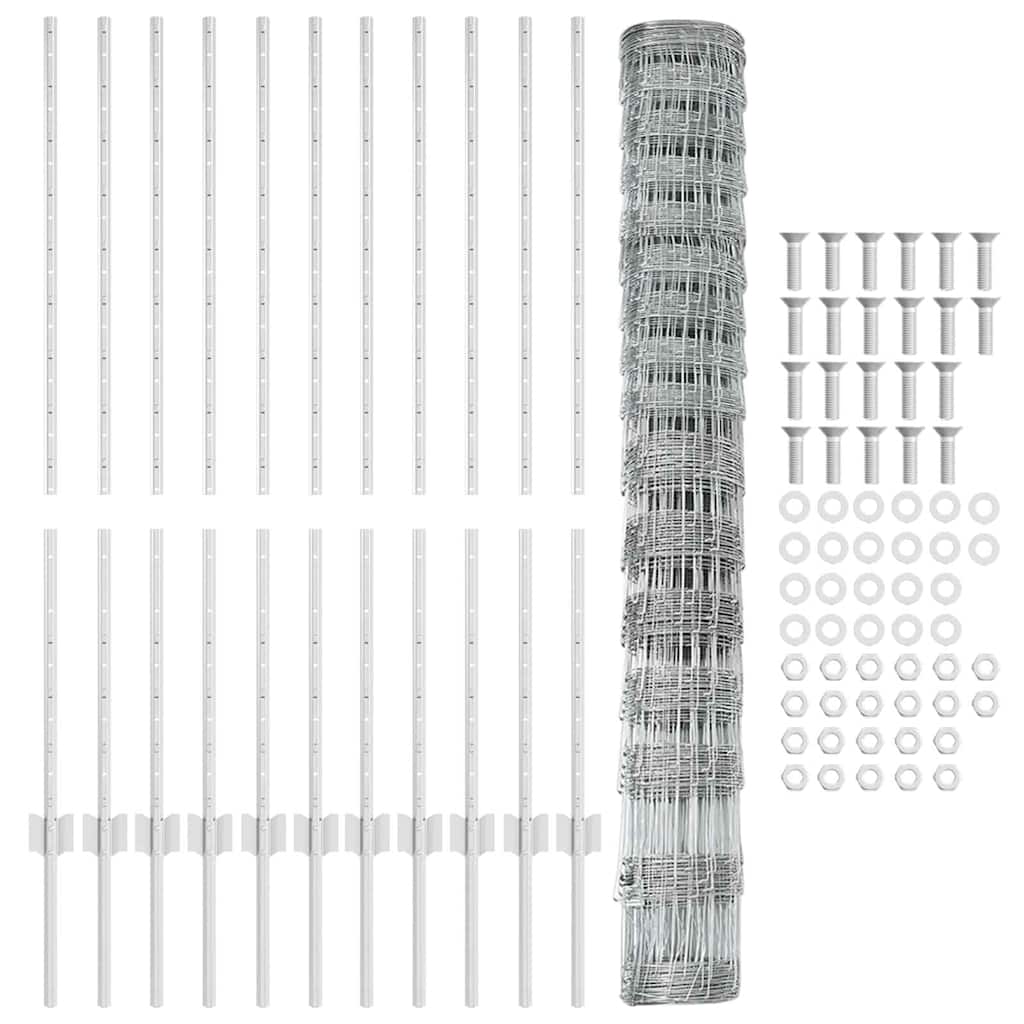 vidaXL Gard cu Stâlp Argintiu 1,2 x 25 m Oțel