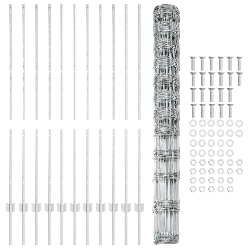 vidaXL Gard cu Stâlp Argintiu 1,4 x 25 m Oțel