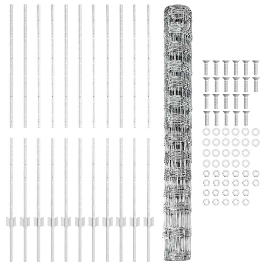 vidaXL Gard cu Stâlp Argintiu 1,4 x 25 m Oțel
