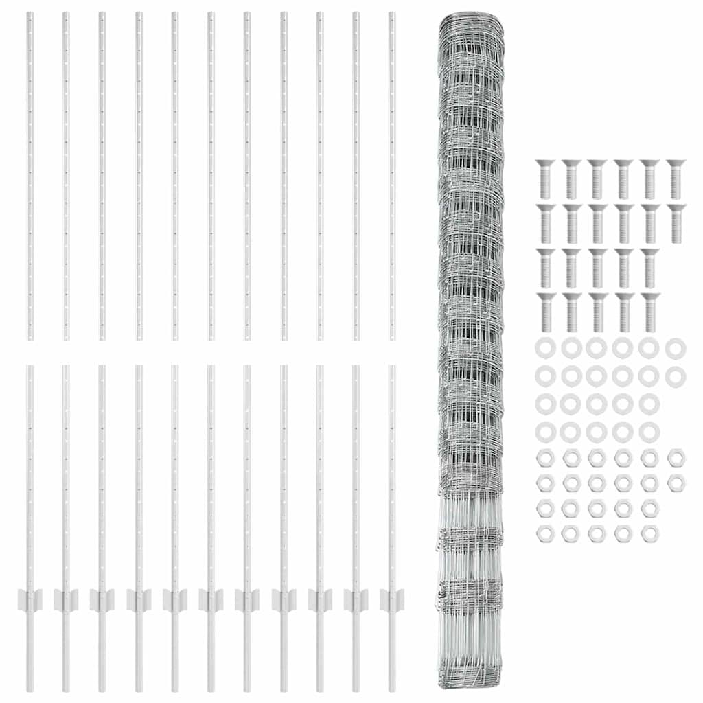 vidaXL Gard cu Stâlp Argintiu 1,6 x 25 m Oțel