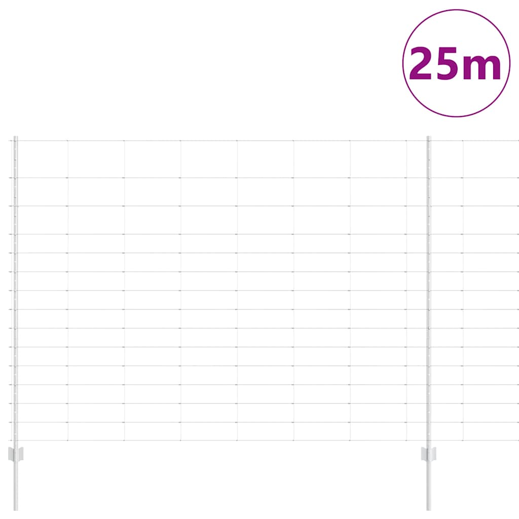 vidaXL Gard cu Stâlp Argintiu 1,6 x 25 m Oțel