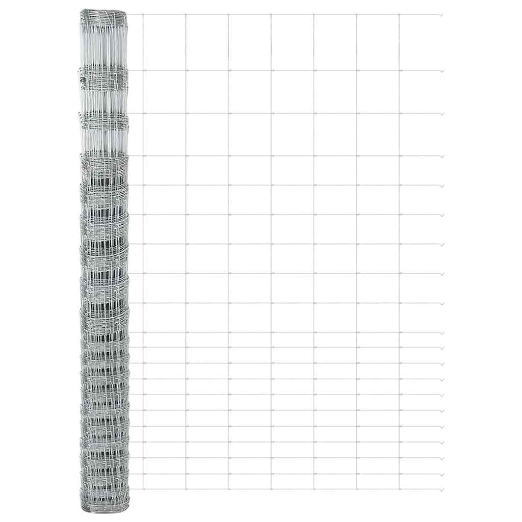 vidaXL Gard și Stâlp Argintiu 1,6 x 25 m Oțel