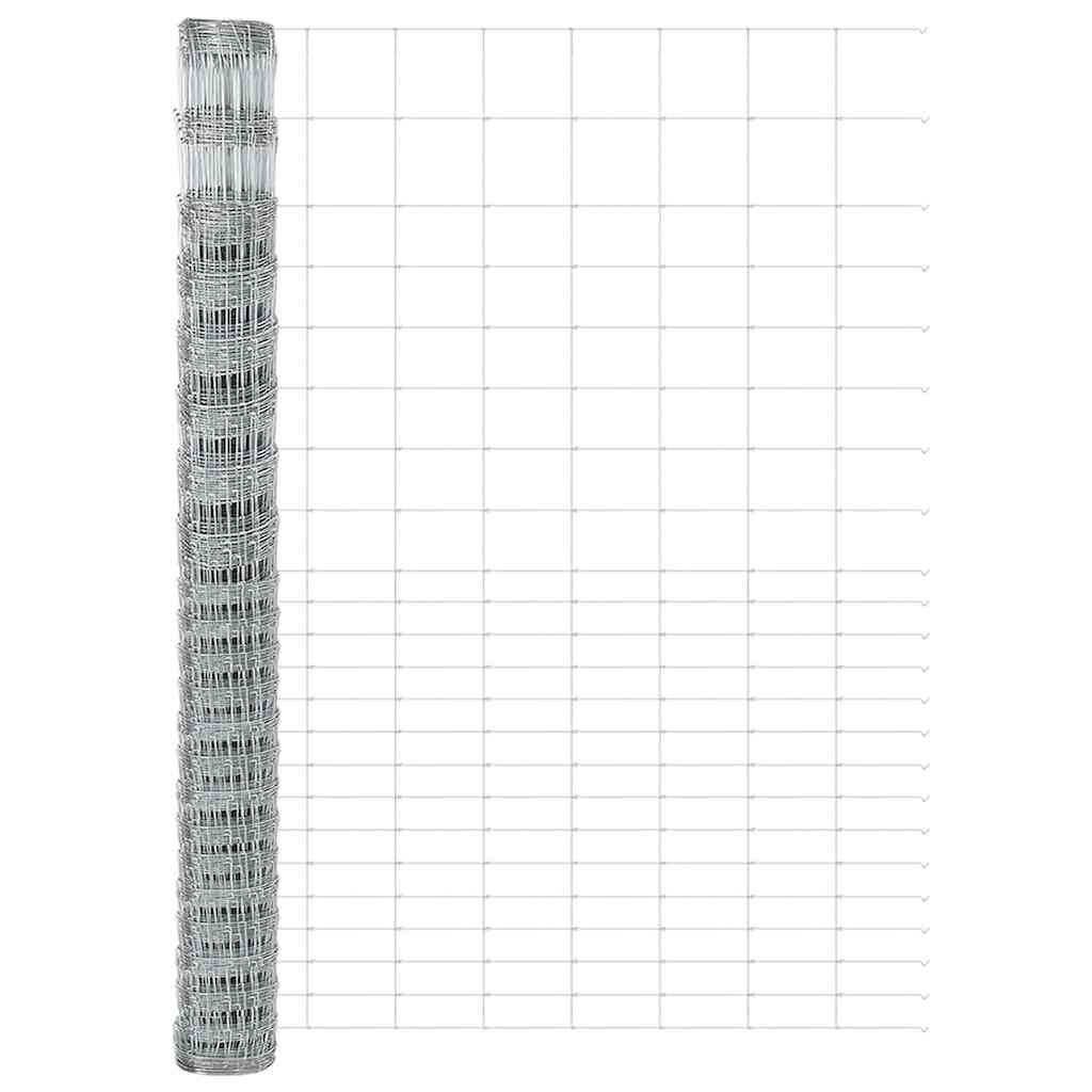 vidaXL Gard și Stâlp Argintiu 1,6 x 25 m Oțel