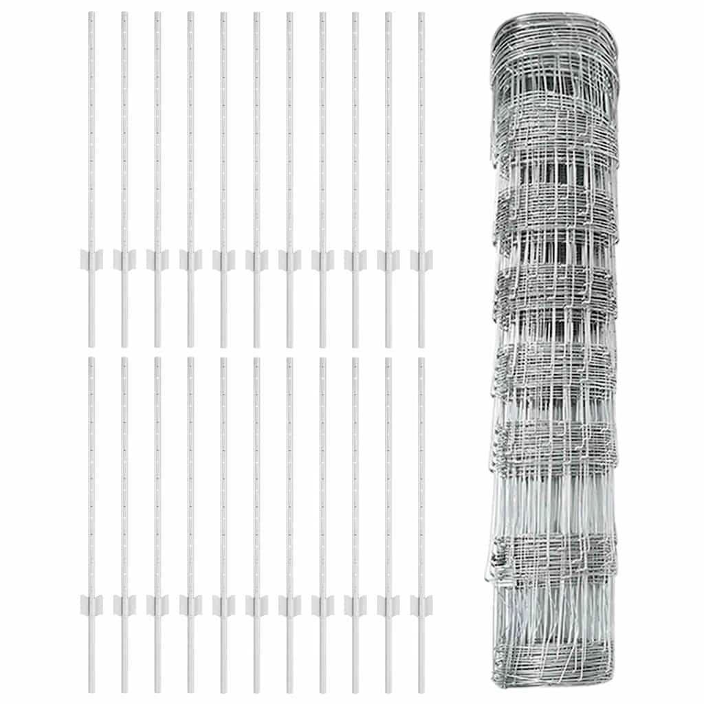 vidaXL Gard cu Stâlp Argintiu 0,8 x 50 m Oțel