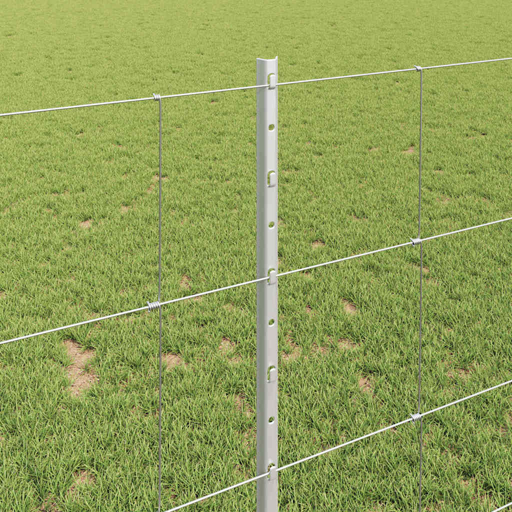 vidaXL Gard și Stâlp Argintiu 1 x 50 m Oțel