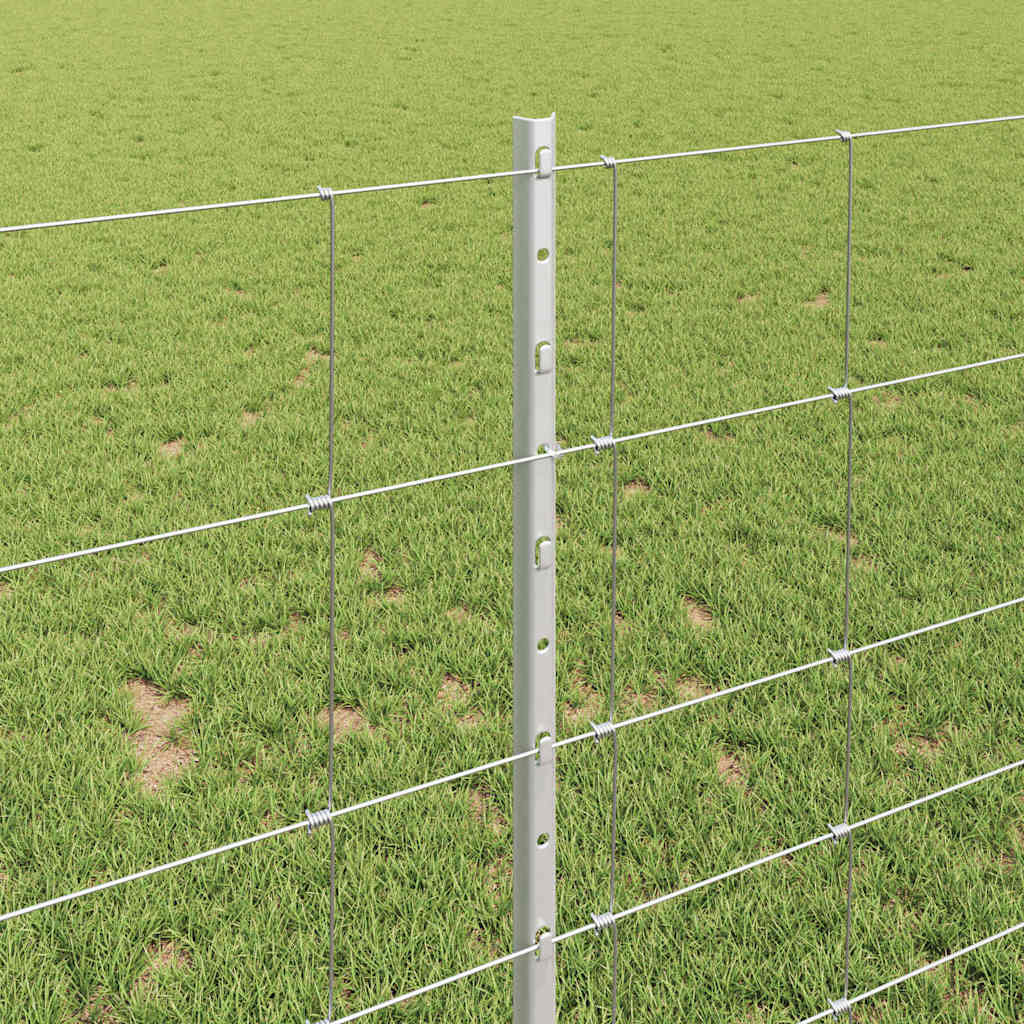 vidaXL Gard și Stâlp Argintiu 1 x 50 m Oțel