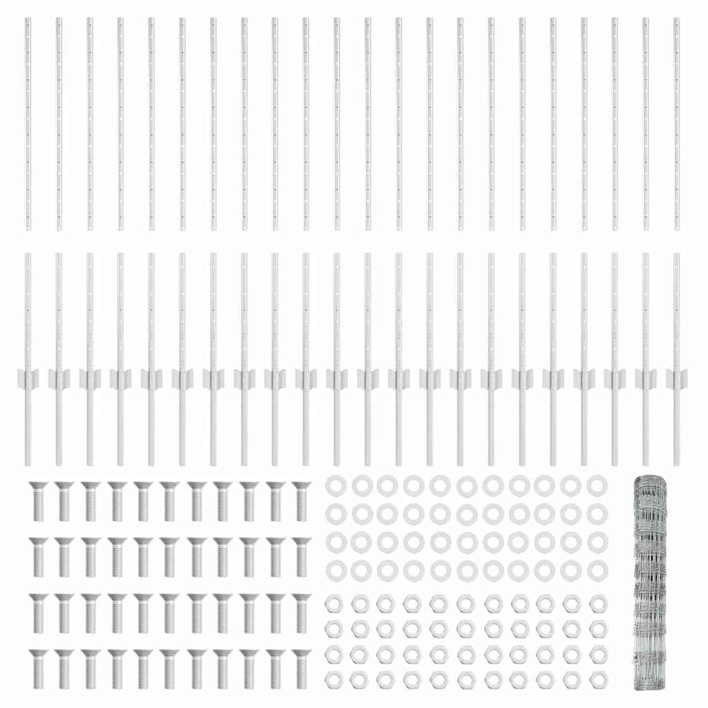 vidaXL Gard cu Stâlp Argintiu 1 x 50 m Oțel