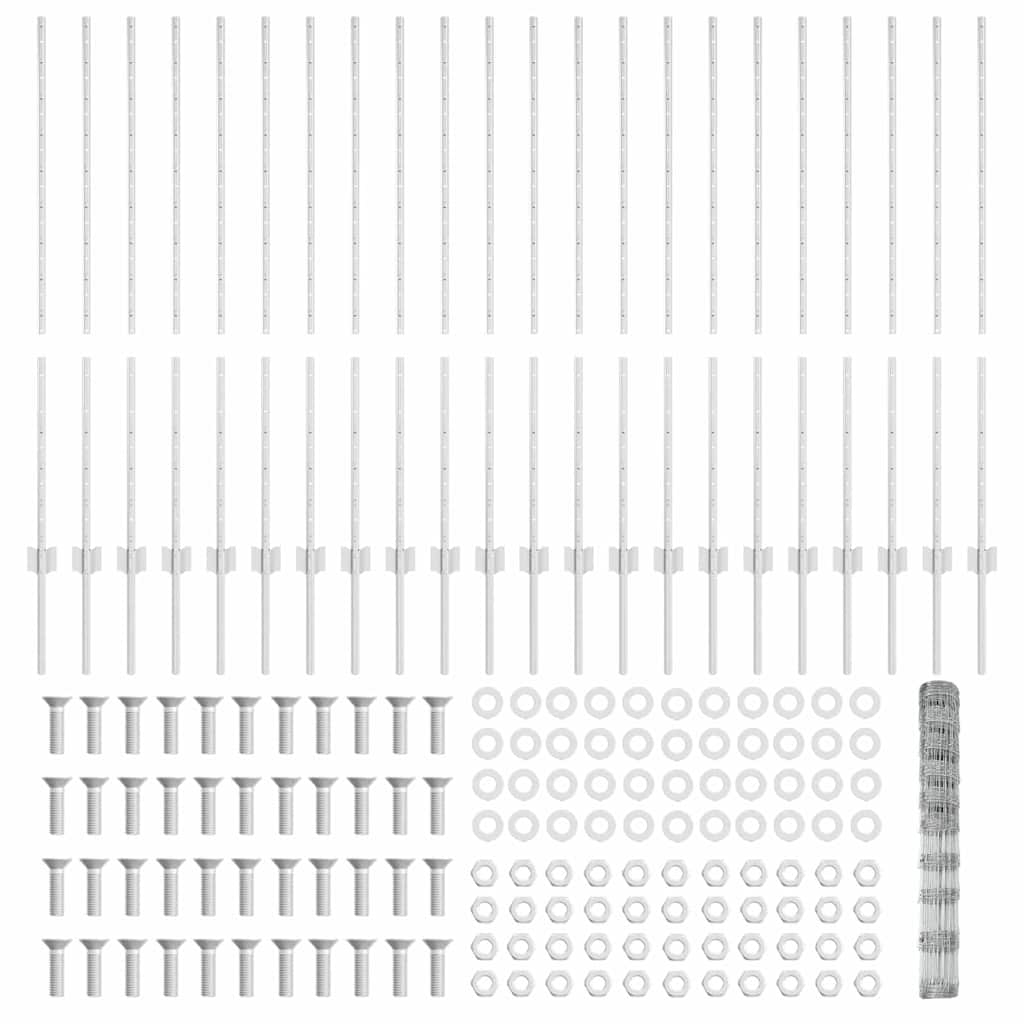 vidaXL Gard cu Stâlp Argintiu 1,2 x 50 m Oțel