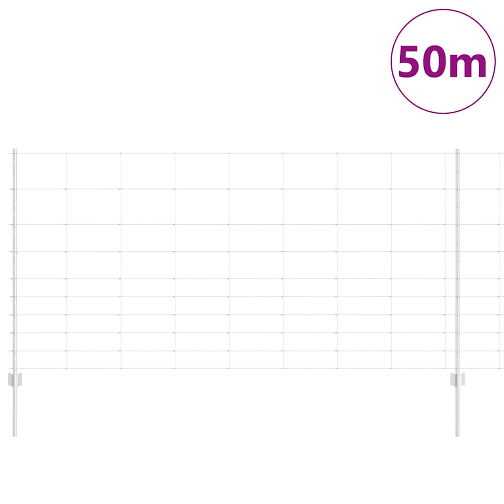 vidaXL Gard și Stâlp Argintiu 1,2 x 50 m Oțel