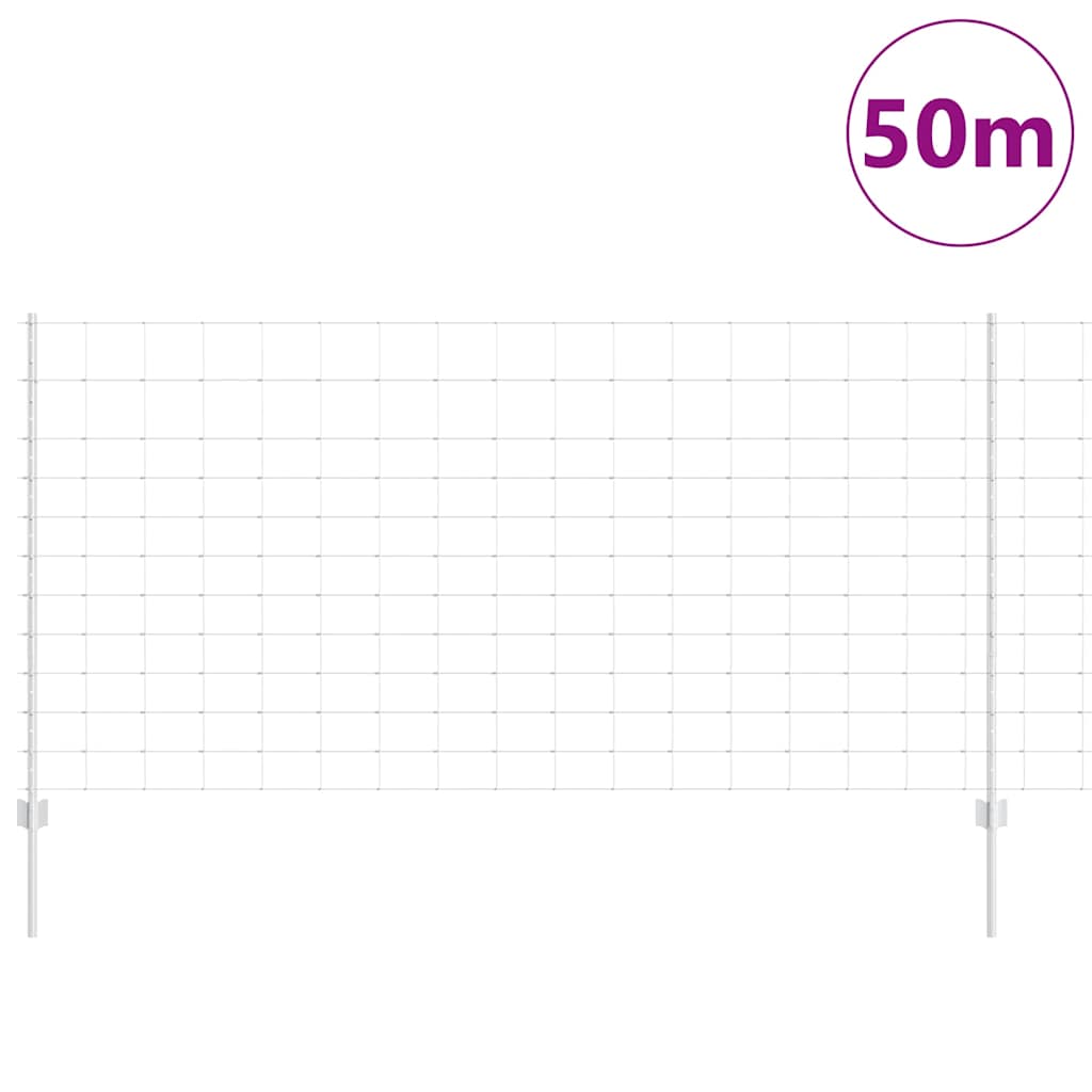 vidaXL Gard și Stâlp Argintiu 1,2 x 50 m Oțel