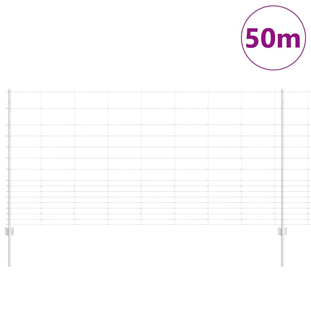 vidaXL Gard cu Stâlp Argintiu 1,2 x 50 m Oțel