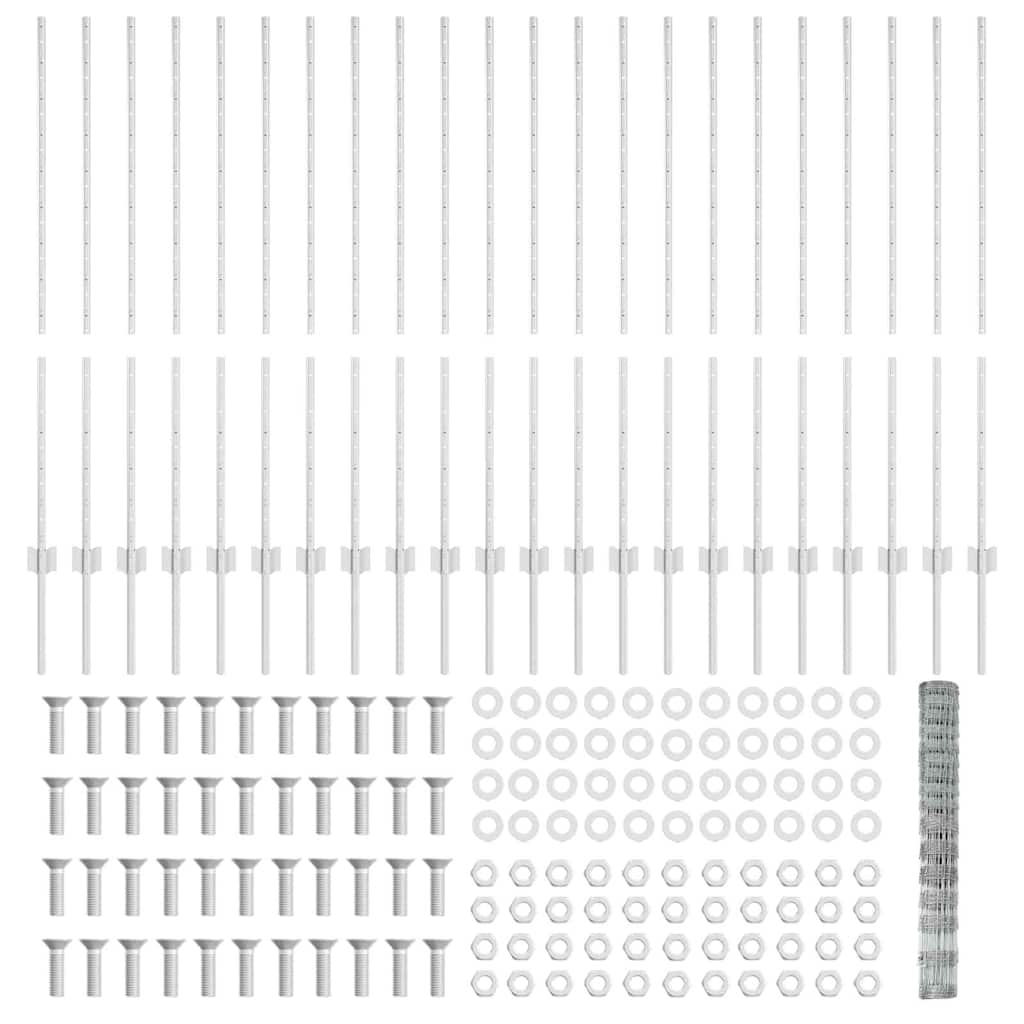 vidaXL Gard cu Stâlp Argintiu 1,2 x 50 m Oțel