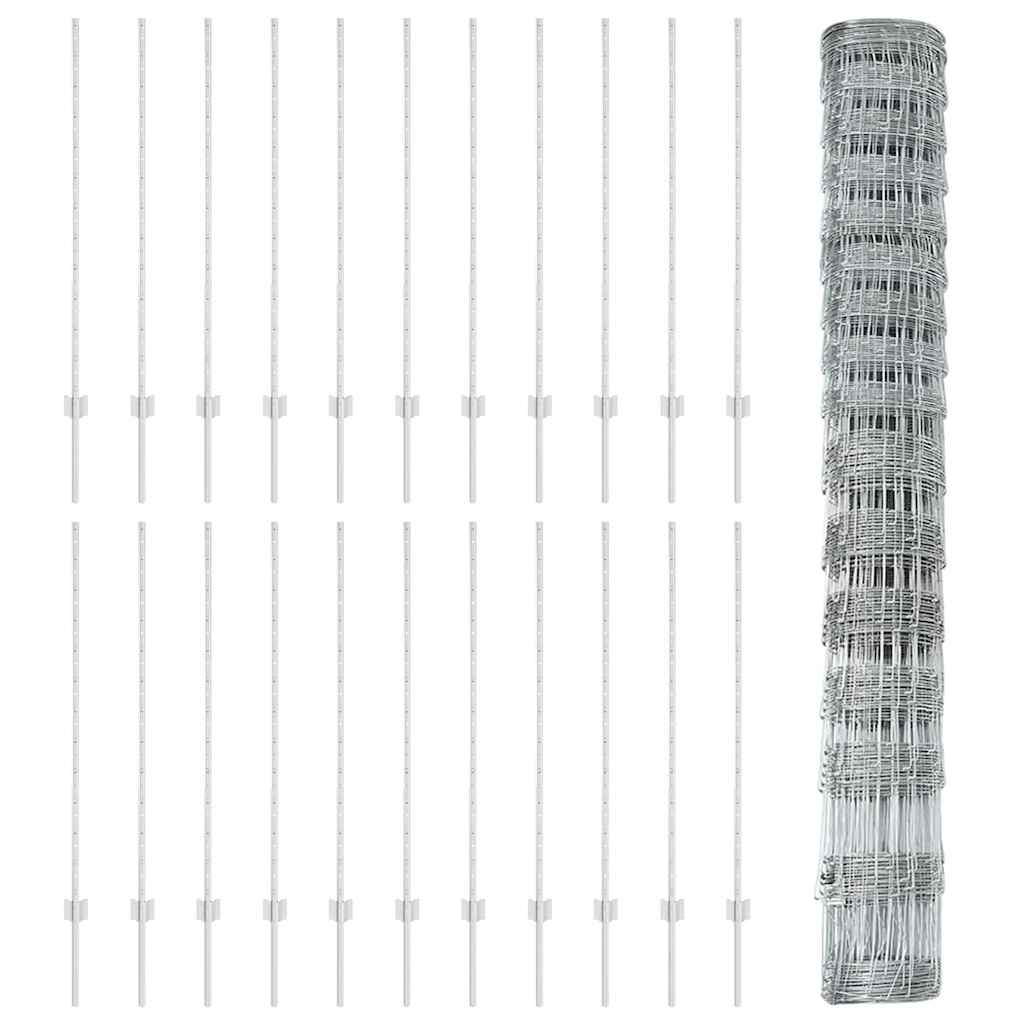 vidaXL Gard cu Stâlp Argintiu 1,2 x 50 m Oțel