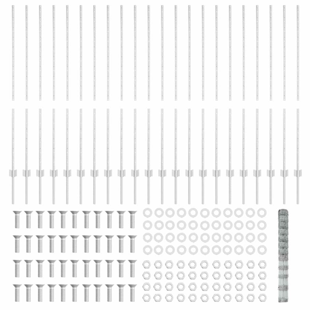 vidaXL Gard cu Stâlp Argintiu 1,4 x 50 m Oțel