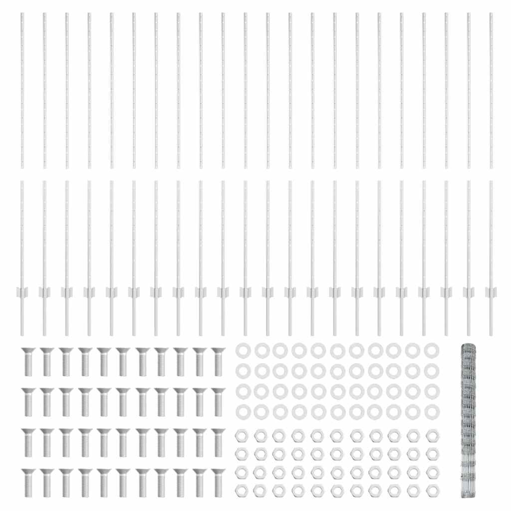 vidaXL Gard și Stâlp Argintiu 1,6 x 50 m Oțel
