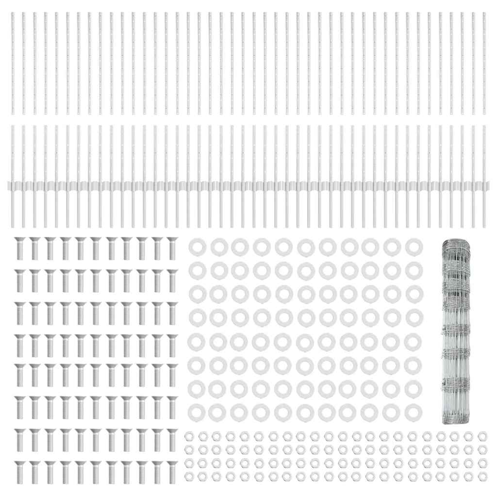 vidaXL Gard și Stâlp Argintiu 1 x 100 m Oțel