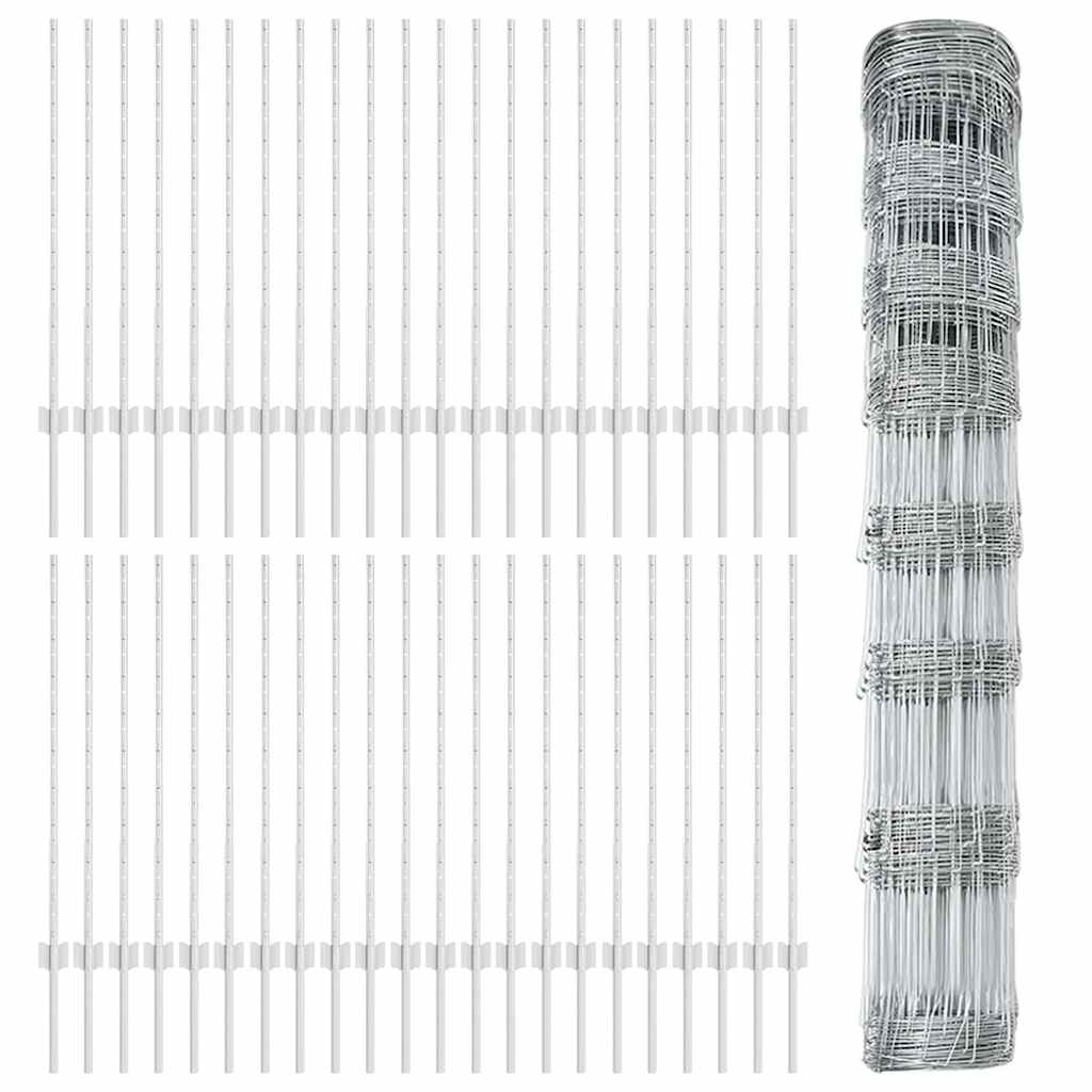 vidaXL Gard și Stâlp Argintiu 1 x 100 m Oțel