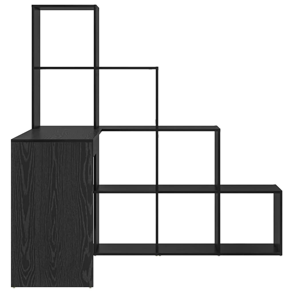 vidaXL Birou de colț cu raft Stejar negru 101.5 x 149.5 x 149.5 cm