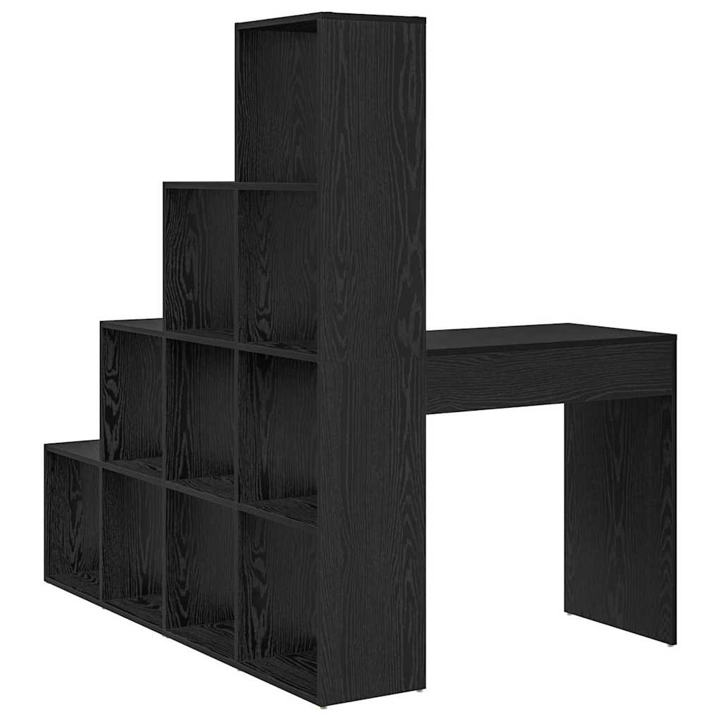 vidaXL Birou de colț cu raft Stejar negru 101.5 x 149.5 x 149.5 cm
