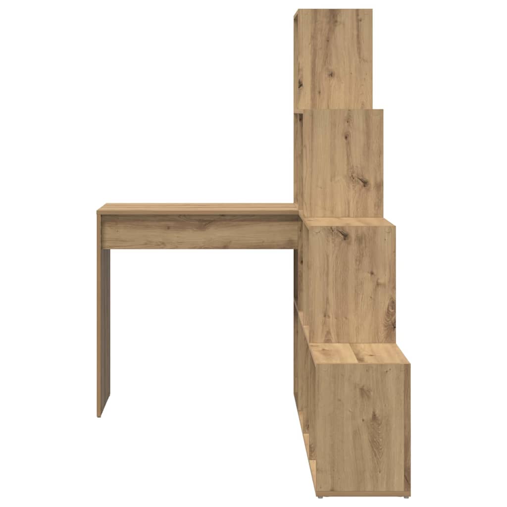 vidaXL Birou de colț cu raft stejar artizanal 101.5 x 149.5 x 149.5 cm
