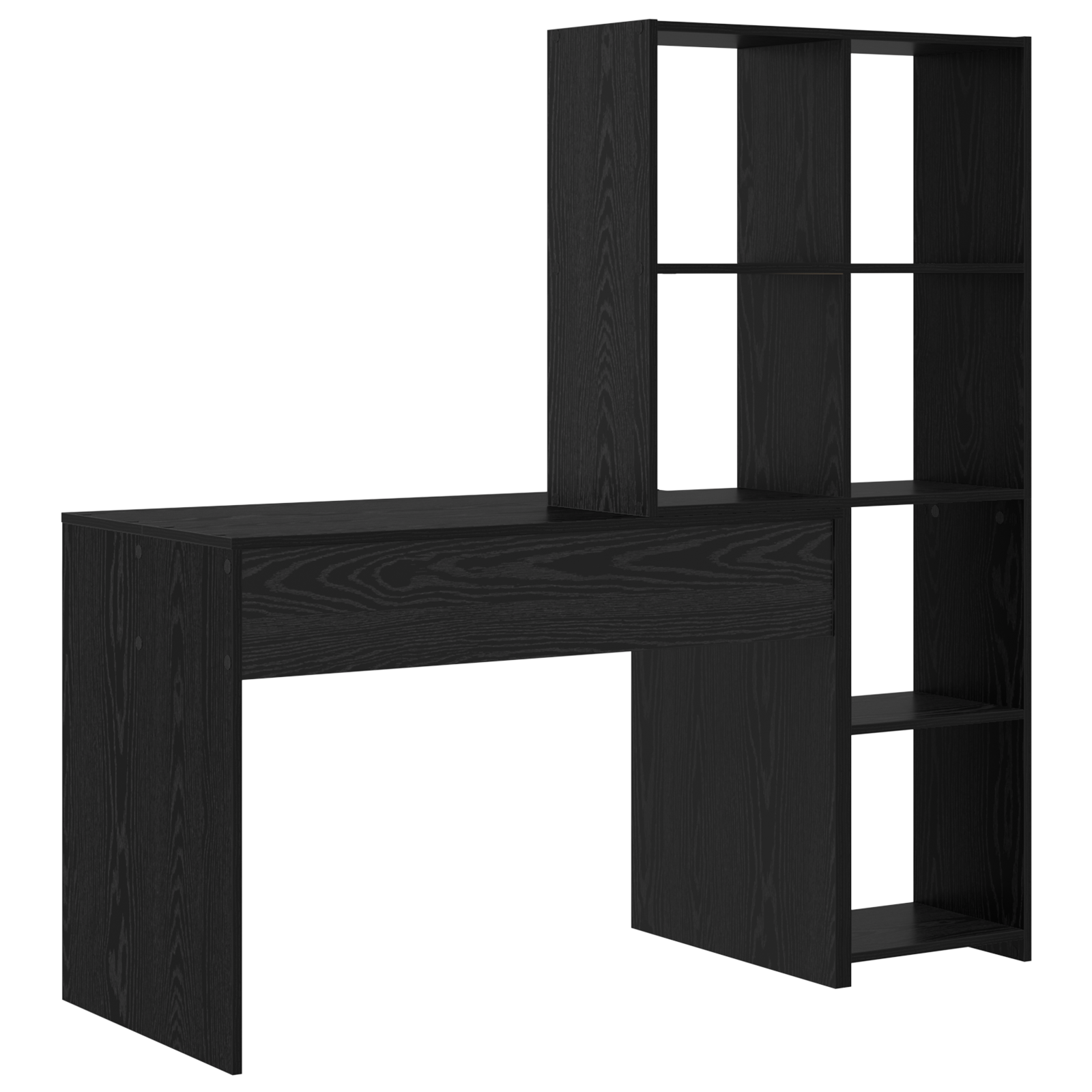 vidaXL Birou cu raft Stejar negru 138.5 x 55 x 143 cm Lemn compozit vidaXL Birou cu raft Stejar negru 138.5 x 55 x 143 cm Lemn compozit