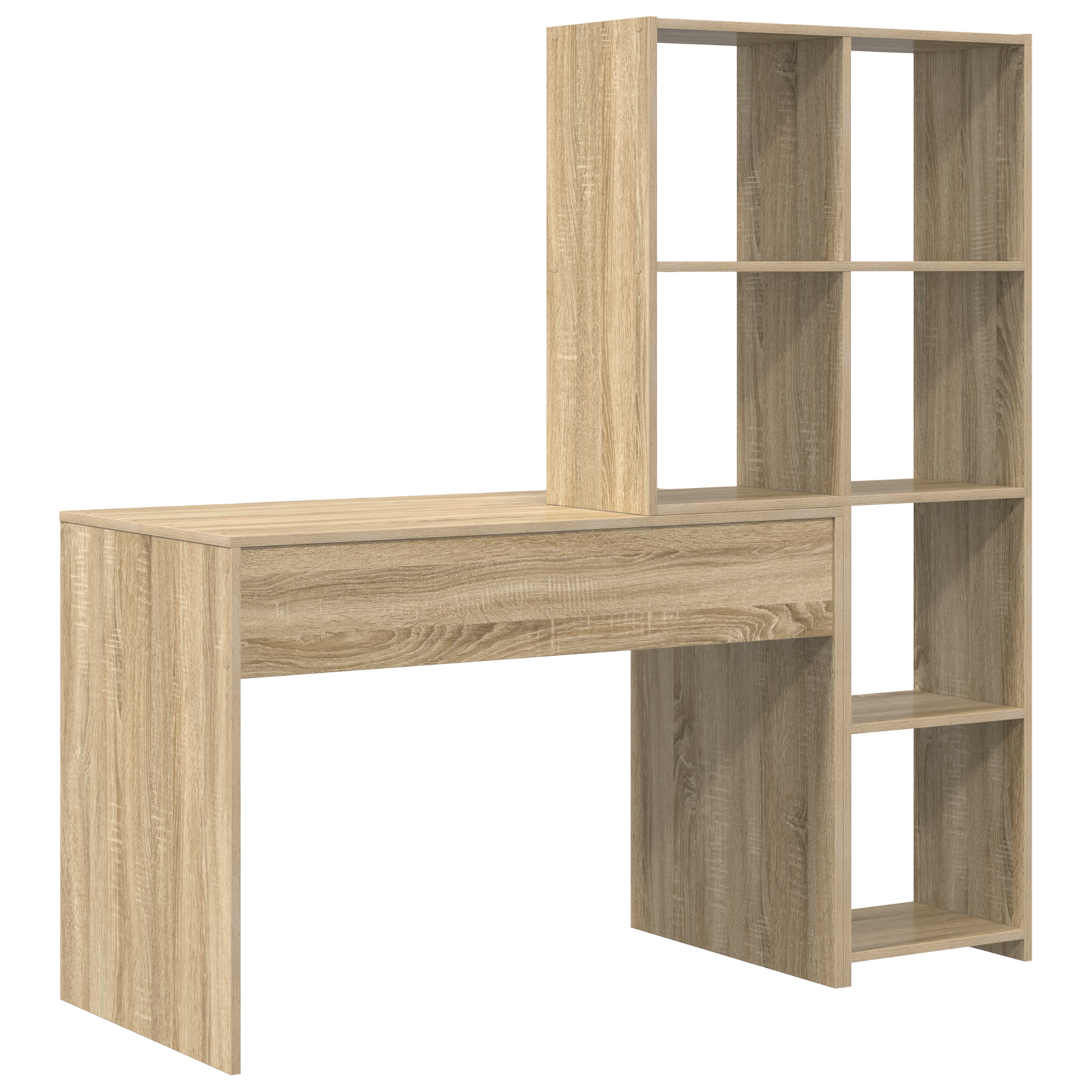 vidaXL Birou cu raft Stejar sonoma 138.5 x 55 x 143 cm Lemn compozit