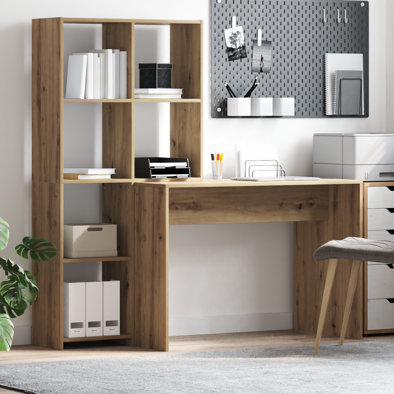 vidaXL Birou stejar artizanal 138.5 x 55 x 143 cm Lemn compozit