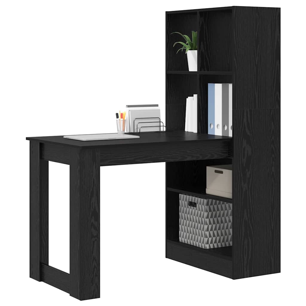 vidaXL Birou cu raft cu depozitare Stejar negru 122 x 67 x 145 cm vidaXL Birou cu raft cu depozitare Stejar negru 122 x 67 x 145 cm