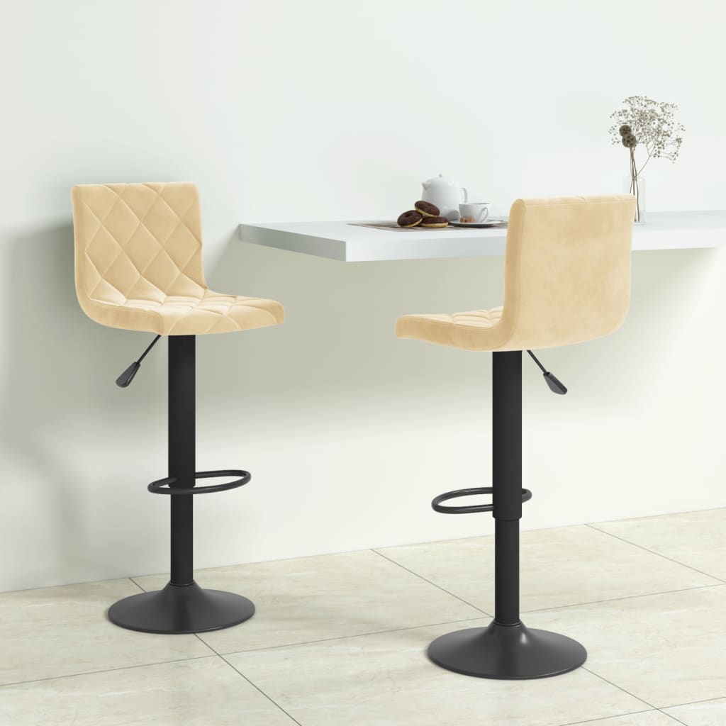 vidaXL Scaune de bar, 2 buc., crem, catifea vidaXL Scaune de bar, 2 buc., crem, catifea