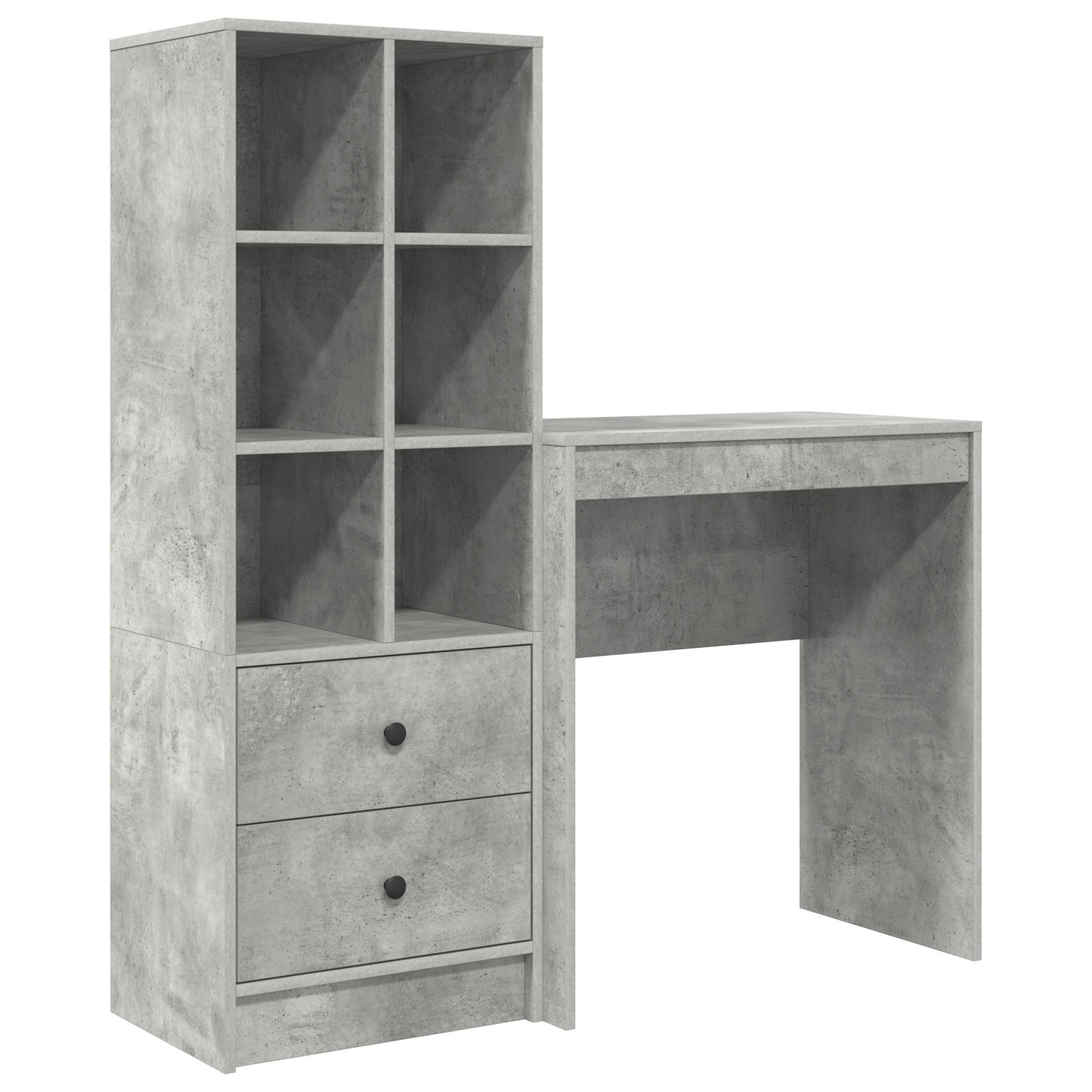 vidaXL Birou cu stocare gri beton din MDF vidaXL Birou cu stocare gri beton din MDF