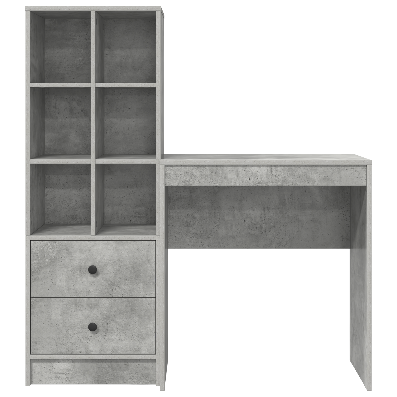 vidaXL Birou cu stocare gri beton din MDF vidaXL Birou cu stocare gri beton din MDF