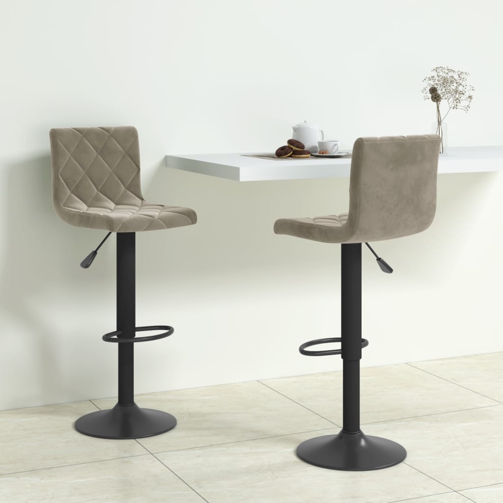 vidaXL Scaune de bar, 2 buc., gri deschis, catifea vidaXL Scaune de bar, 2 buc., gri deschis, catifea