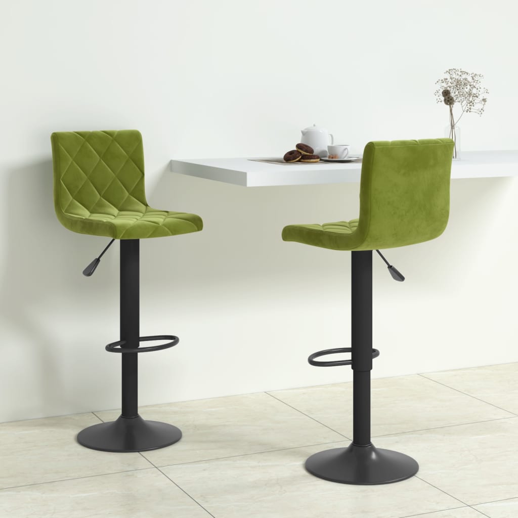 vidaXL Scaune de bar, 2 buc., verde deschis, catifea vidaXL Scaune de bar, 2 buc., verde deschis, catifea