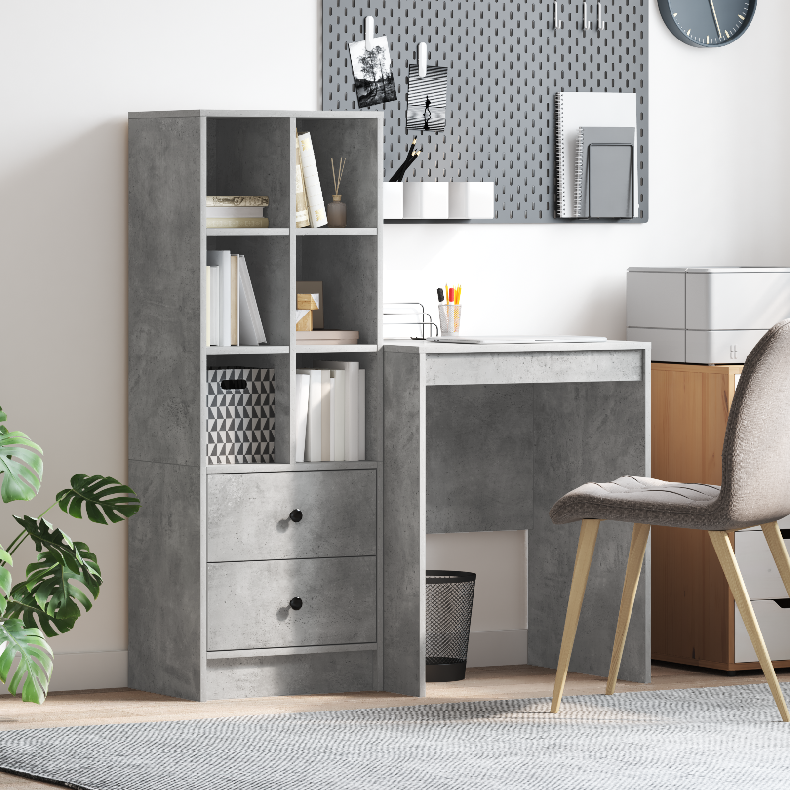 vidaXL Birou cu Stocare Gri din Beton Ingineresc vidaXL Birou cu Stocare Gri din Beton Ingineresc