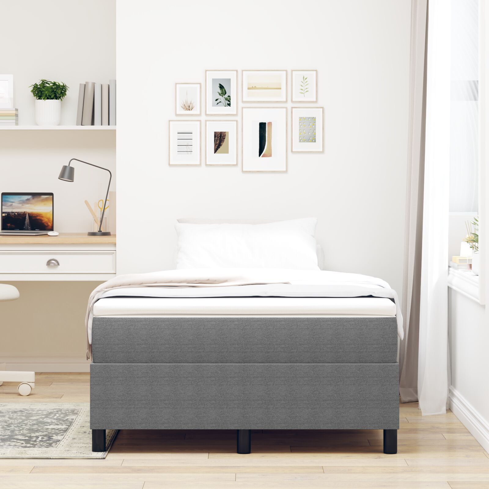 vidaXL Pat cu arcuri Gri deschis 120 x 190 cm Țesătură de catifea vidaXL Pat cu arcuri Gri deschis 120 x 190 cm Țesătură de catifea