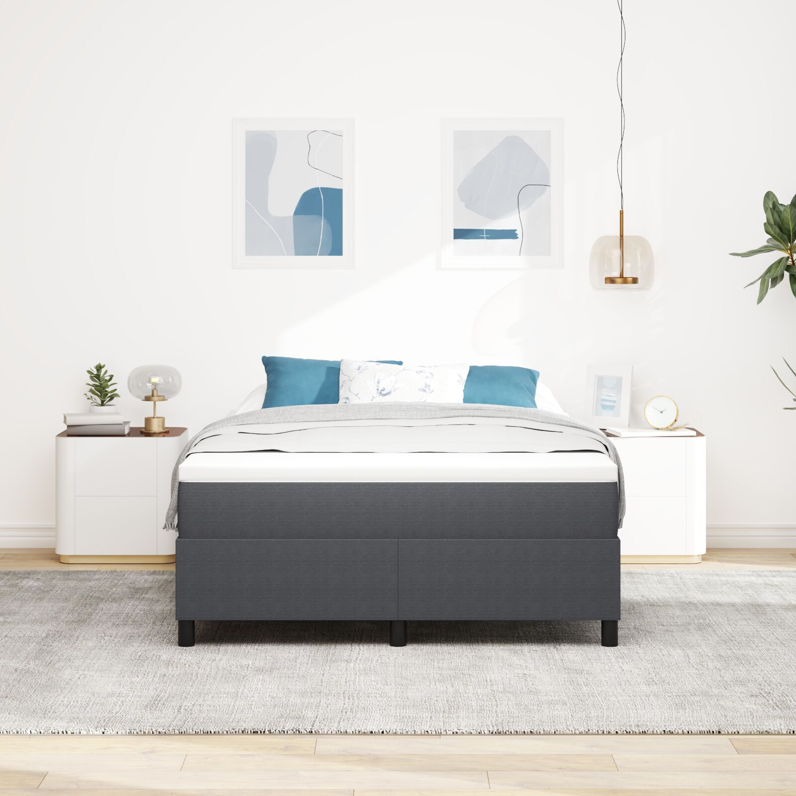 vidaXL Pat cu arcuri Gri închis 140 x 200 cm Țesătură de catifea vidaXL Pat cu arcuri Gri închis 140 x 200 cm Țesătură de catifea