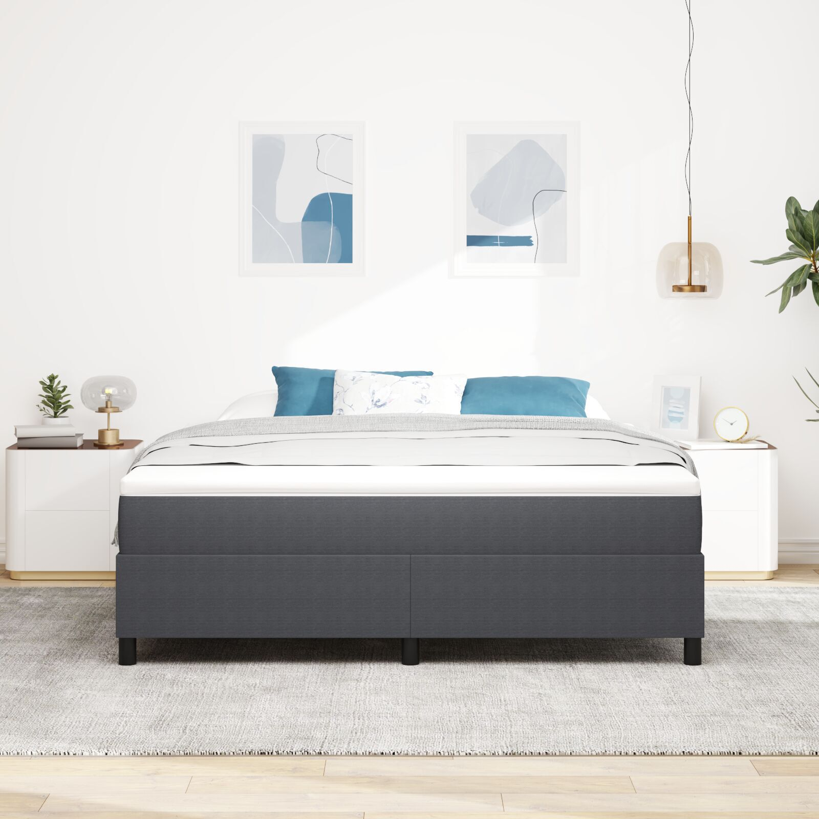 vidaXL Pat cu arcuri Gri închis 180 x 200 cm Țesătură de catifea vidaXL Pat cu arcuri Gri închis 180 x 200 cm Țesătură de catifea