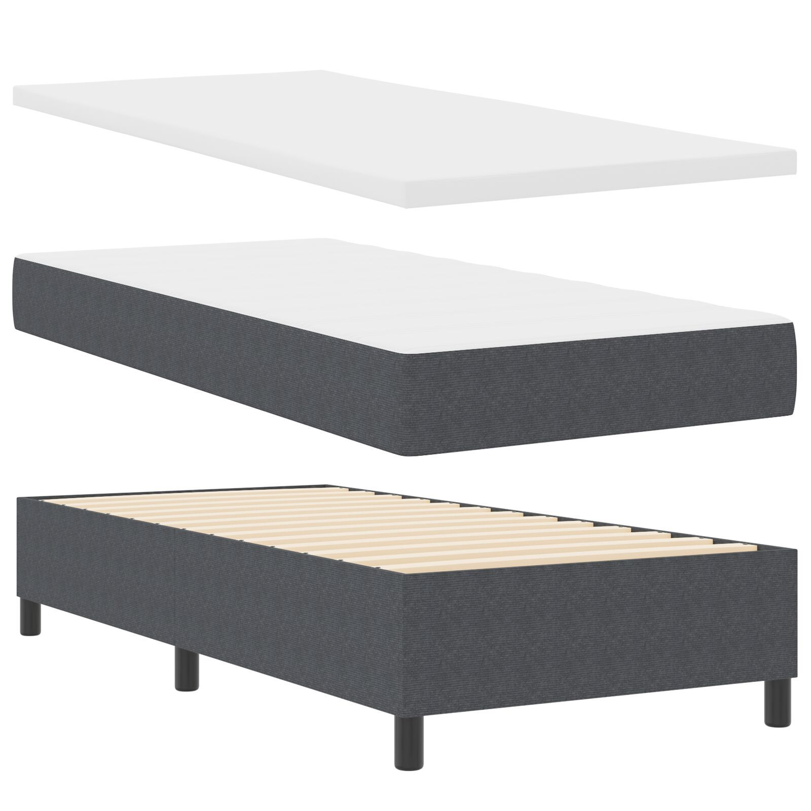 vidaXL Pat cu arcuri Gri închis și Alb 203 x 90 x 60 cm vidaXL Pat cu arcuri Gri închis și Alb 203 x 90 x 60 cm