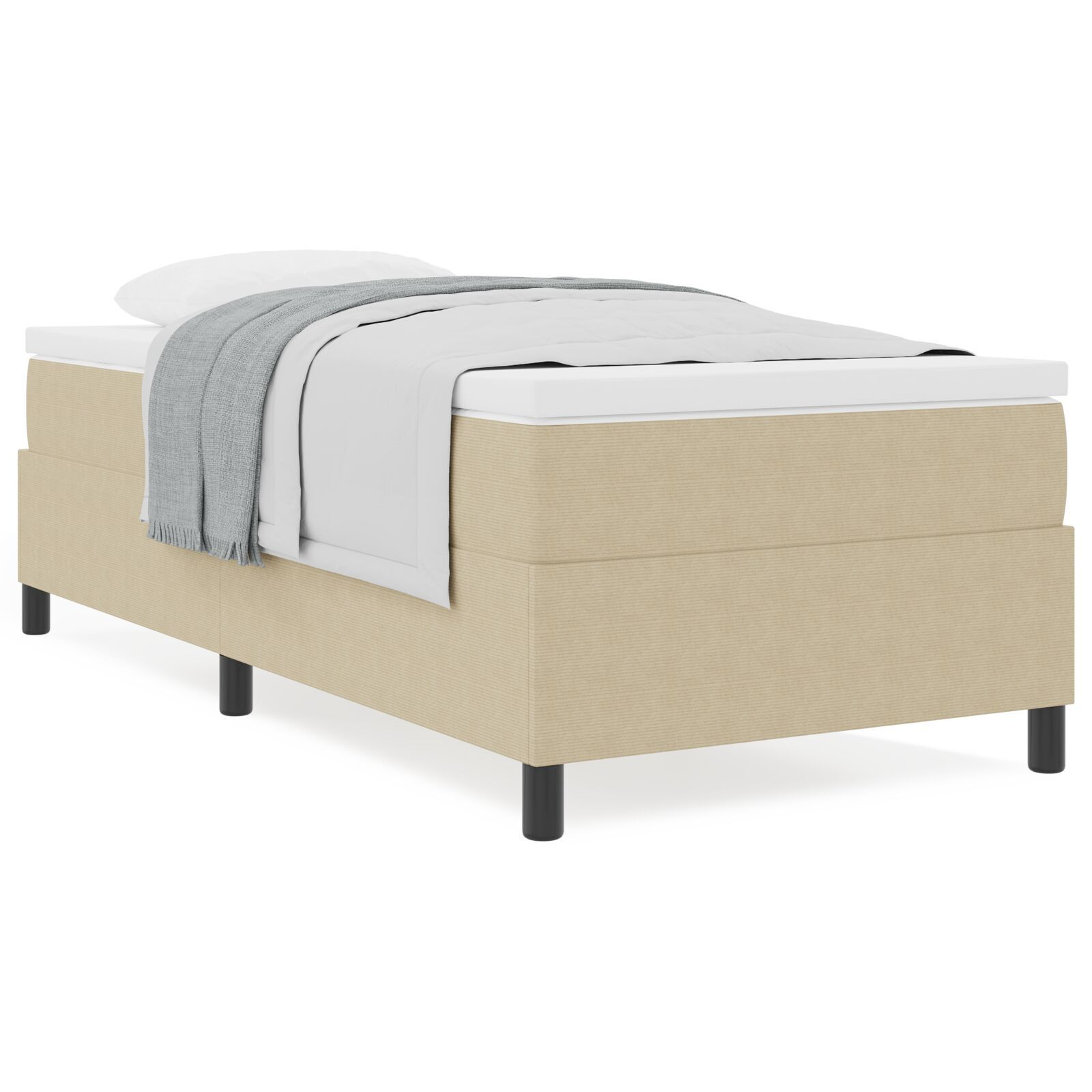 vidaXL Pat cu arcuri Gri deschis și alb. 203 x 90 x 60 cm vidaXL Pat cu arcuri Gri deschis și alb. 203 x 90 x 60 cm