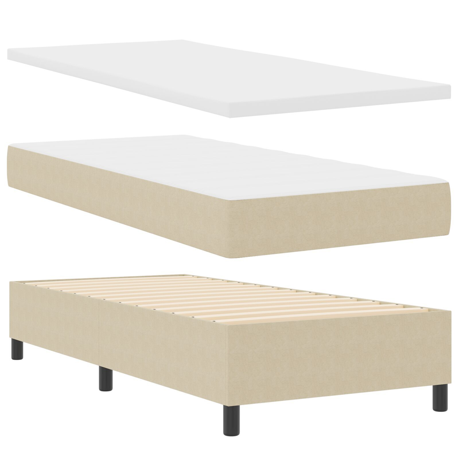vidaXL Pat cu arcuri Gri deschis și alb. 203 x 90 x 60 cm vidaXL Pat cu arcuri Gri deschis și alb. 203 x 90 x 60 cm
