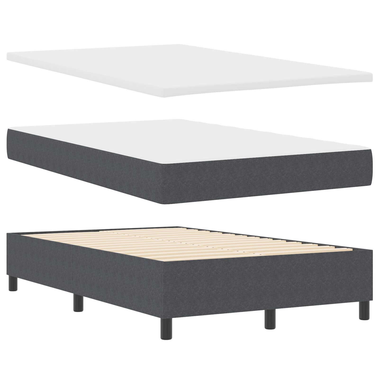 vidaXL Pat cu arcuri Gri închis și Alb 203 x 120 x 60 cm vidaXL Pat cu arcuri Gri închis și Alb 203 x 120 x 60 cm