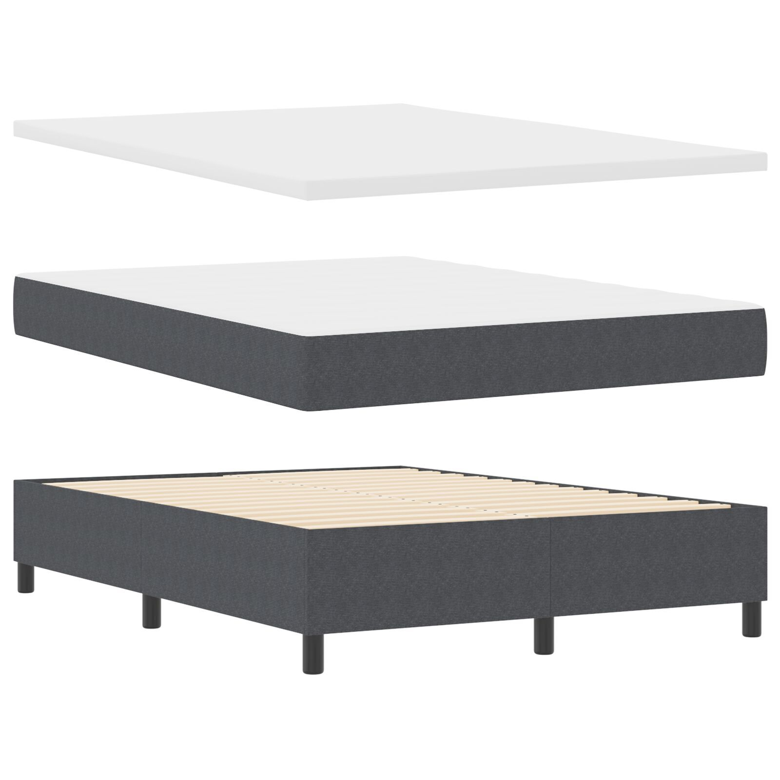 vidaXL Pat cu arcuri Gri închis și Alb 203 x 140 x 60 cm vidaXL Pat cu arcuri Gri închis și Alb 203 x 140 x 60 cm