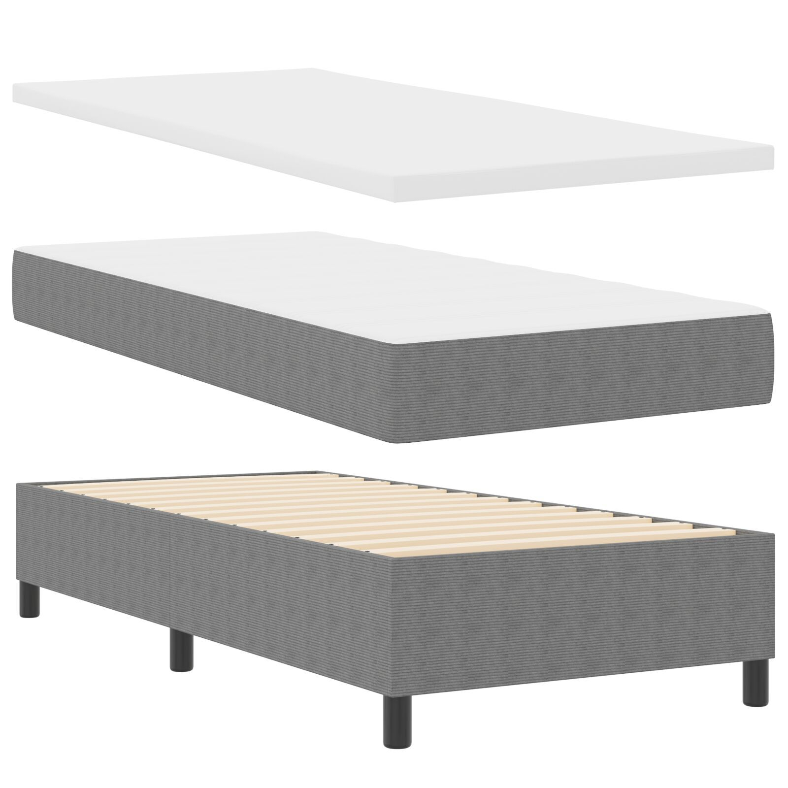 vidaXL Pat cu arcuri Manual Gri deschis și Alb 203 x 80 x 88 cm vidaXL Pat cu arcuri Manual Gri deschis și Alb 203 x 80 x 88 cm