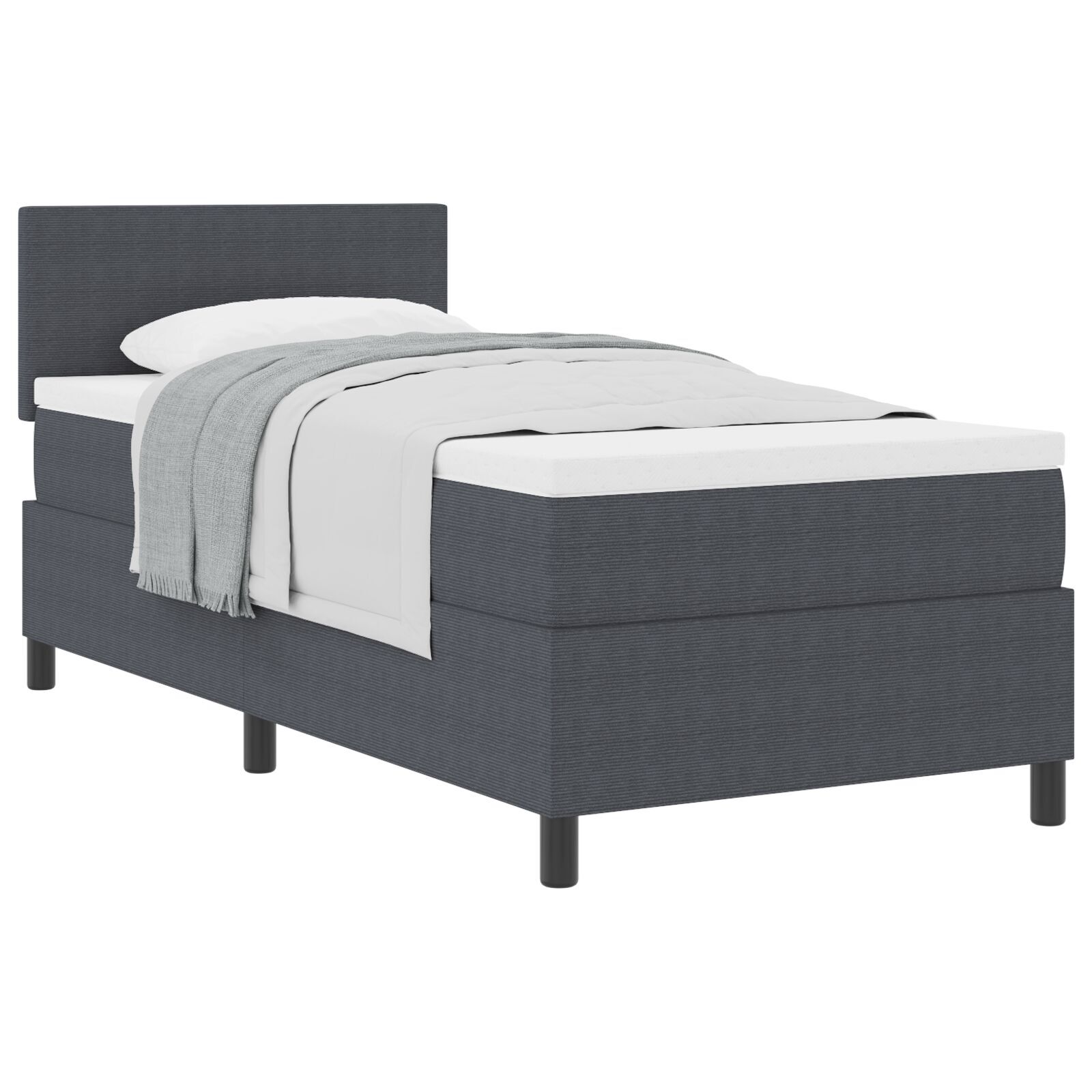 vidaXL Pat cu arcuri Manual Gri închis și alb 203 x 90 x 88 cm vidaXL Pat cu arcuri Manual Gri închis și alb 203 x 90 x 88 cm