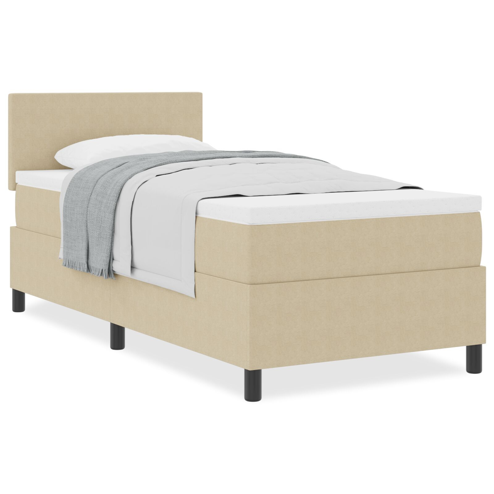 vidaXL Pat cu arcuri Manual Gri deschis și alb. 203 x 90 x 88 cm vidaXL Pat cu arcuri Manual Gri deschis și alb. 203 x 90 x 88 cm