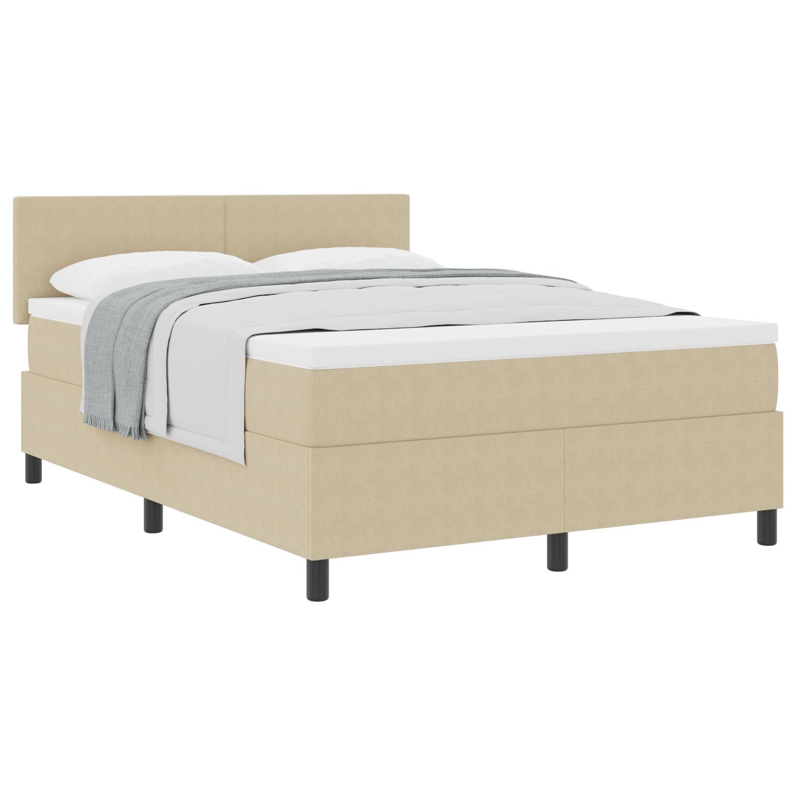 vidaXL Pat cu arcuri Manual Gri deschis și alb. 203 x 144 x 88 cm vidaXL Pat cu arcuri Manual Gri deschis și alb. 203 x 144 x 88 cm