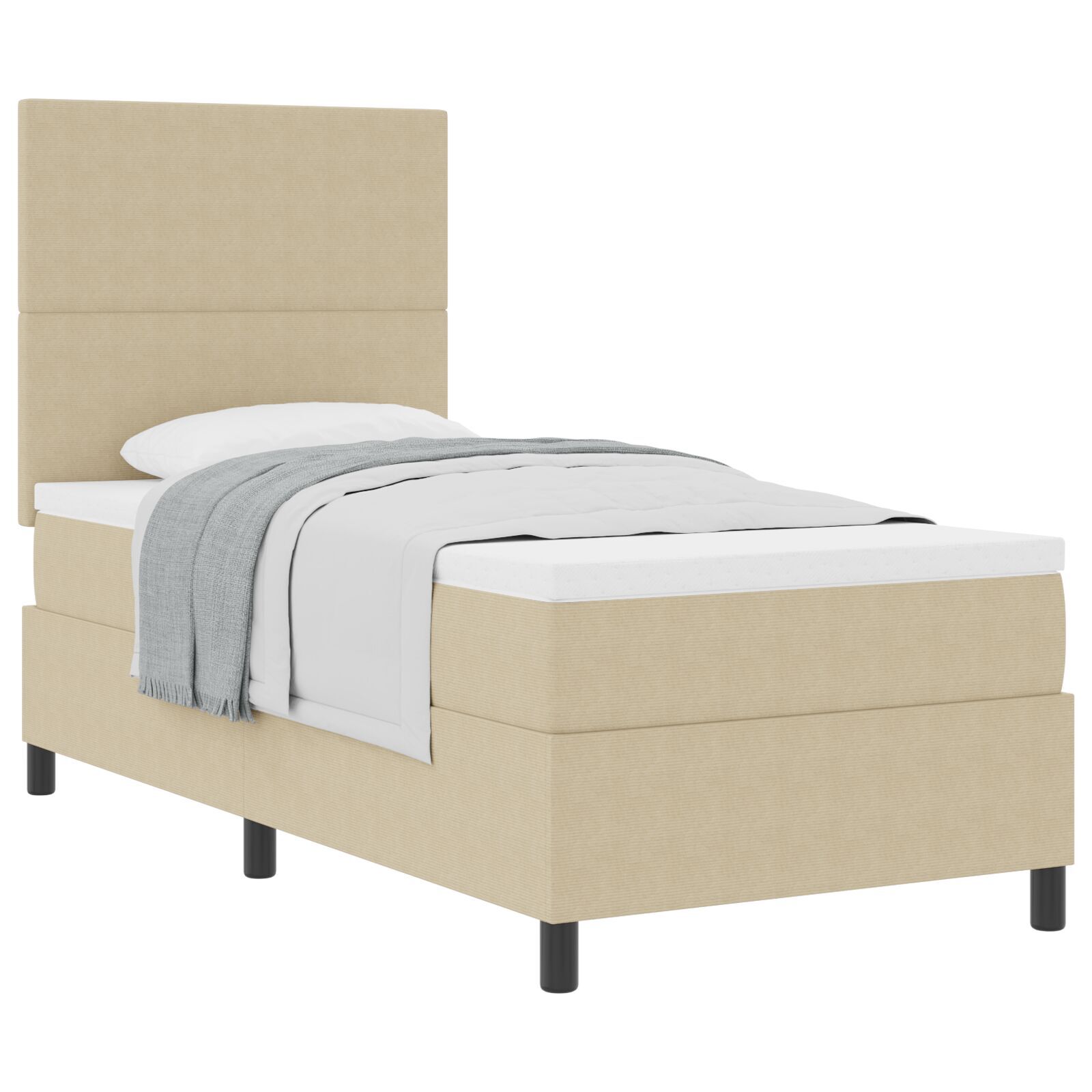 vidaXL Pat cu arcuri Manual Gri deschis și alb. 203 x 100 x 128 cm