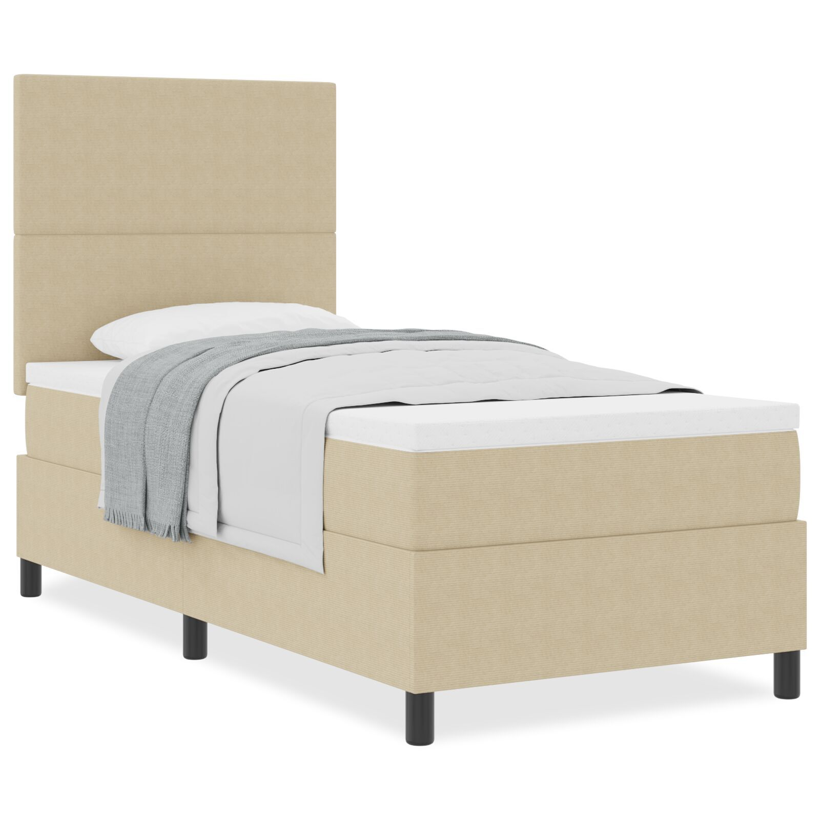 vidaXL Pat cu arcuri Manual Gri deschis și alb. 203 x 100 x 128 cm