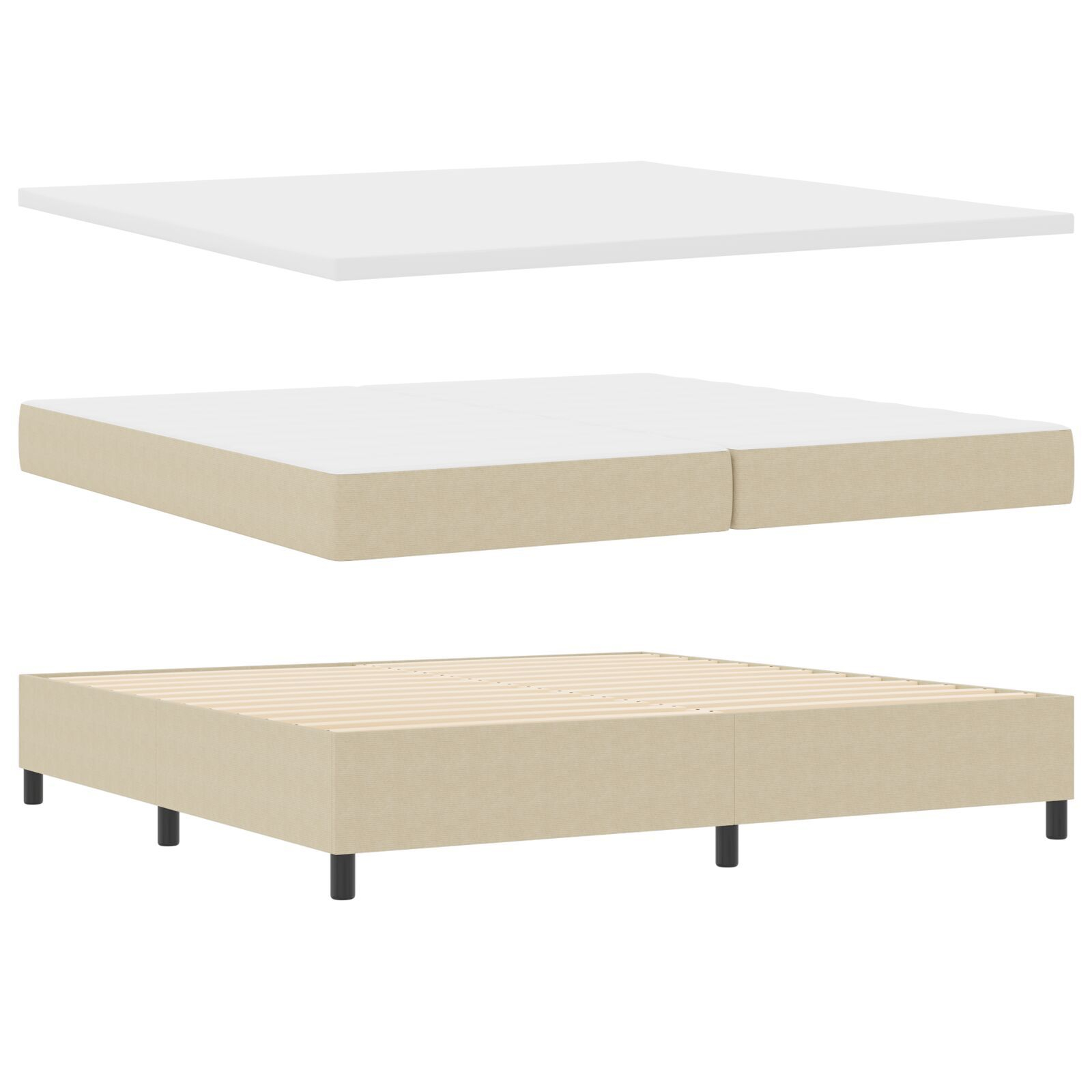 vidaXL Pat cu arcuri Manual Gri deschis și alb. 203 x 200 x 128 cm vidaXL Pat cu arcuri Manual Gri deschis și alb. 203 x 200 x 128 cm